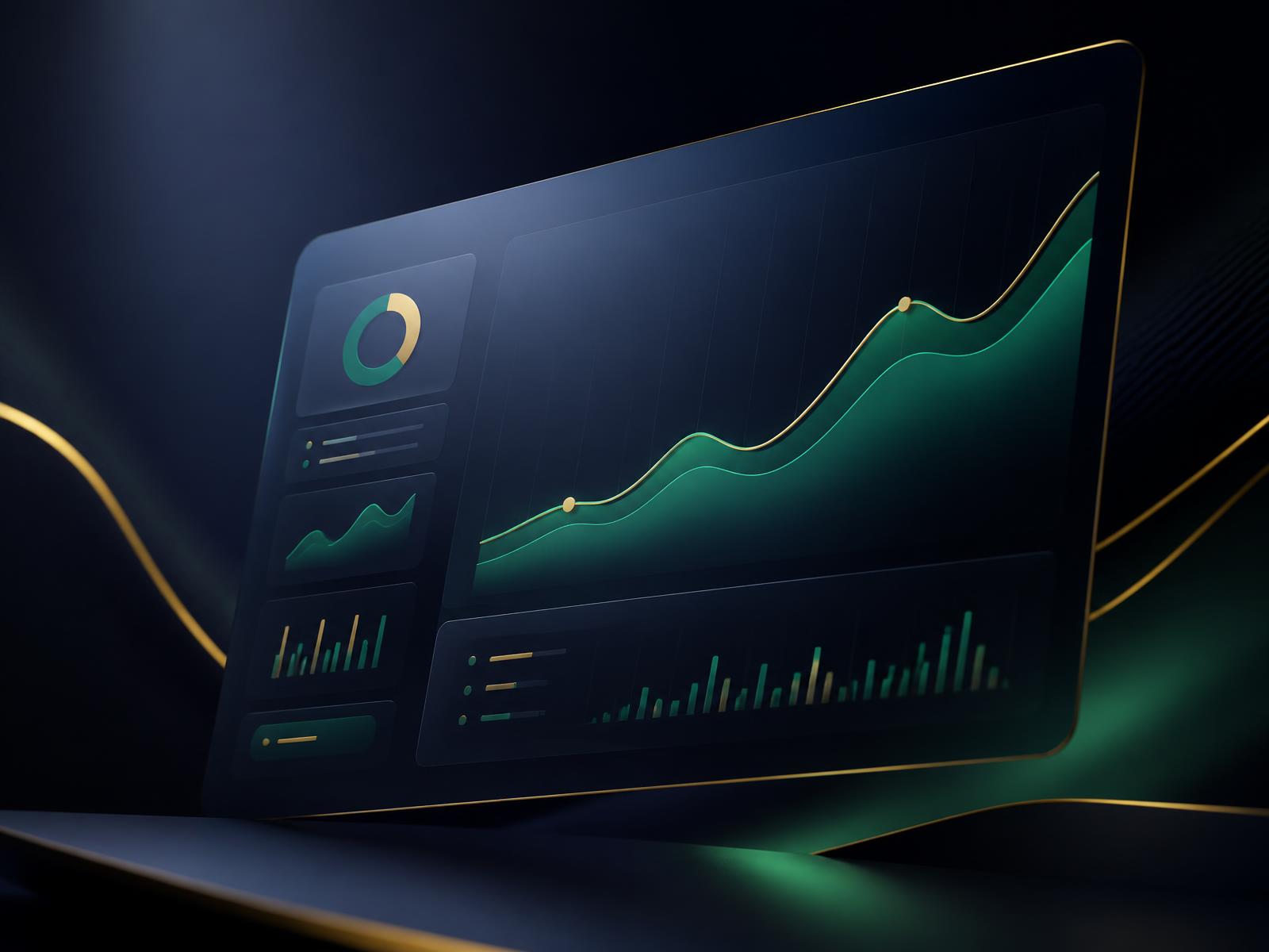 Illustration of a premium digital banking dashboard on a laptop and phone